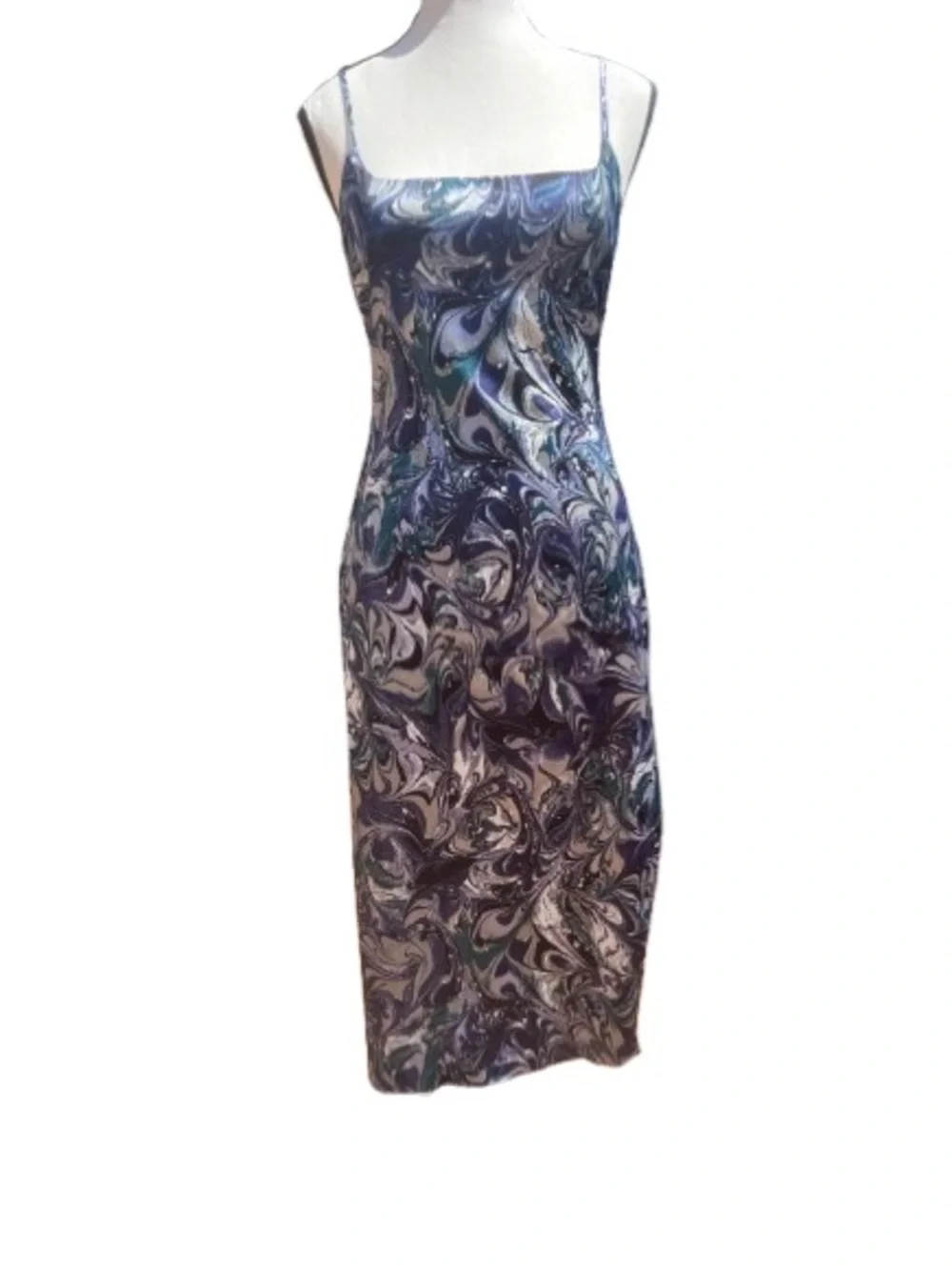 Abercrombie & Fitch Women’s Navy Marble Cocktail Bodycon Dress Sz S Shapewear